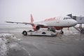 Air Berlin Plane at Nuremberg Airport under Heary Snow, Germany