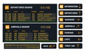 Airport vector board set for announcing flight