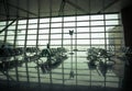 Airport waiting area , seats and outside the window scene Royalty Free Stock Photo