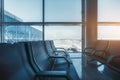 Airport waiting hall with seats Royalty Free Stock Photo