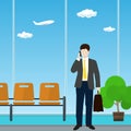 Airport , Waiting Room with Businessman Royalty Free Stock Photo