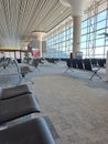 Airport waiting room with great sky view Royalty Free Stock Photo