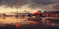 Airport where an aircraft stands poised on the tarmac, ready to embark on its journey, patiently awaiting the passengers Royalty Free Stock Photo