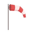 Airport wind sock red and white, flat cartoon flag Royalty Free Stock Photo