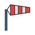 Airport windsock color icon. Isolated vector illustration on white background.