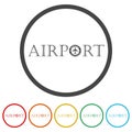 Airport word icon logo isolated on white background, color set