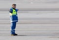 Airport worker runway airplane