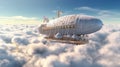 Airship above the clouds. Generative AI