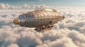 Airship above the clouds. Generative AI