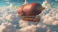 Airship above the clouds. Generative AI