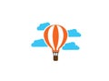 Airship flying balloon in clouds for logo