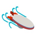 Airship icon isometric vector. Big new modern dirigible flying in air flow icon
