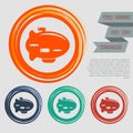 Airship Icon on the red, blue, green, orange buttons for your website and design with space text.