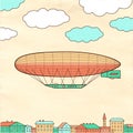 Airship on old paper background 3