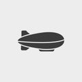 Airship zeppelin icon in a flat design in black color. Vector illustration eps10