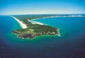 Airshot of Double Island Point at Rainbow Beach, Sunshine Co Royalty Free Stock Photo