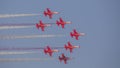 Turkish Stars Aerobatic Team in 7-aircraft Formation Royalty Free Stock Photo