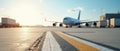 Airside Cargo Apron with Distant Freighter Plane Royalty Free Stock Photo