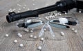 Airsoft gun with glasses Royalty Free Stock Photo