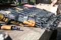 Airsoft guns, Kalashnikov, automatic weapons Royalty Free Stock Photo