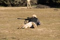 Airsoft sniper shooting Royalty Free Stock Photo