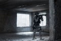Airsoft strikeball player in military soilder Royalty Free Stock Photo
