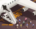 Airstairs Isometric Airport Background Royalty Free Stock Photo