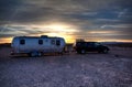 Airstream Retro Travel Trailer parked in the California Desert camping