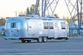 Airstream trailer parked on a dealers lot. Royalty Free Stock Photo