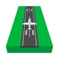 Airstrip with airplane cartoon icon