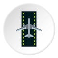 Airstrip with airplane icon circle