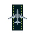 Airstrip with airplane icon, flat style