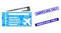 Airtickets Mosaic and Scratched Rectangle Americans Only Seals Royalty Free Stock Photo