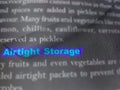 airtight storage words displaying on blue colour dark abstract background Royalty Free Stock Photo