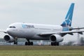 Air Transat jet taking off from Amsterdam Airport AMS