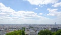 An airy panoramic view of Paris, France made from Montmartre Hill