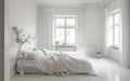 Airy white bedroom blending natural elements and textures for a tranquil retreat.