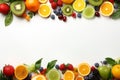 AIs creation fruit and vegetable frame on a vibrant white Royalty Free Stock Photo