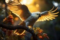 AIs creation, a parrot graces the forest in digital elegance