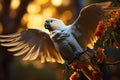 AIs creation, a parrot graces the forest in digital elegance