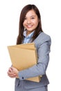 Aisan Young Businesswoman hold with folder Royalty Free Stock Photo