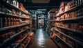 Aisle of books in a large bookstore generated by AI