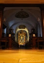 Aisle in chapel leading to altar at front