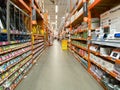 Aisle at The Home Depot hardware store, San Diego, USA Royalty Free Stock Photo