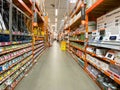 Aisle at The Home Depot hardware store, San Diego, USA Royalty Free Stock Photo