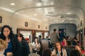 Aisle with passengers of the Train Chepe Express on their trip in Mexico Royalty Free Stock Photo