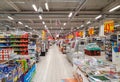 aisle with shelves from the Auchan hypermarket