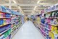 Aisle view of a Tesco Lotus supermarket.