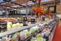 The aisles of produce in the supermarket