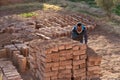Ait Ben Haddou ksar Morocco, mud bricks being made at world heritage site